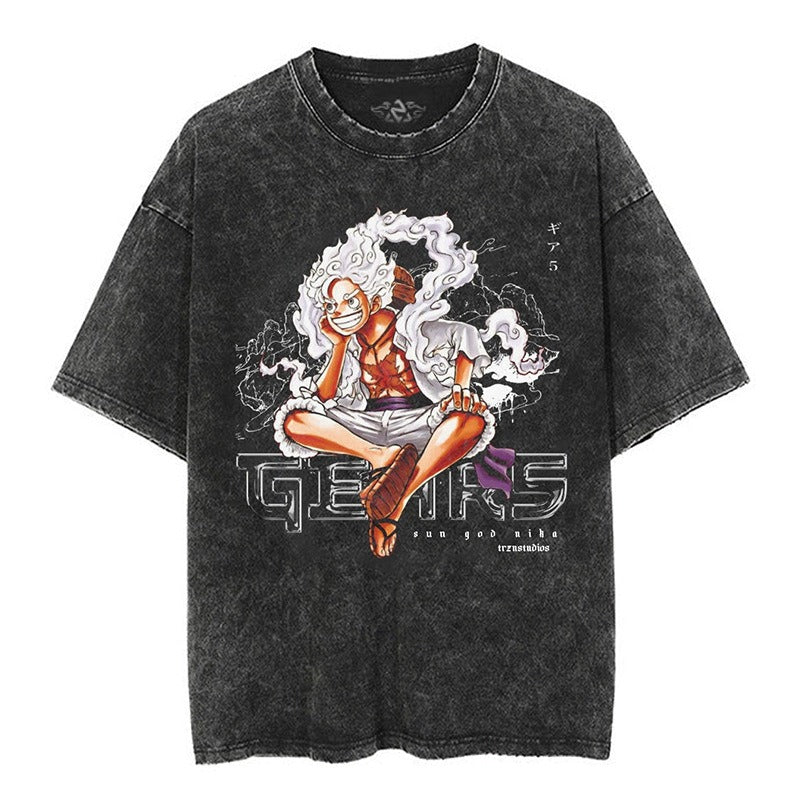 Pirate King Luffy Anime Oversize Vintage Washed Wax Dyed Pump Cover