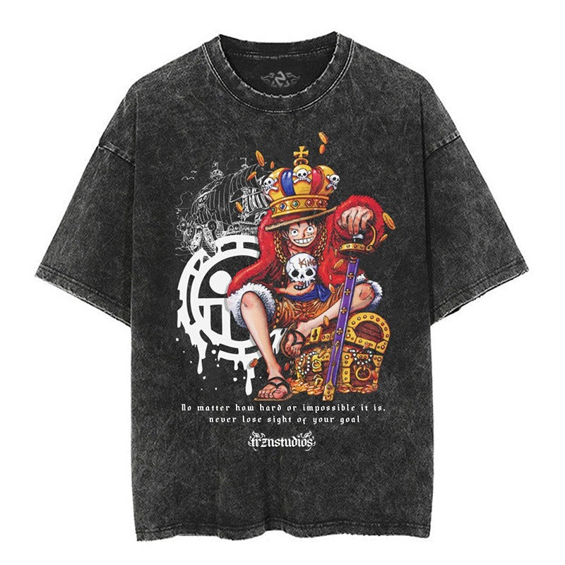 Pirate King Luffy Anime Oversize Vintage Washed Wax Dyed Pump Cover