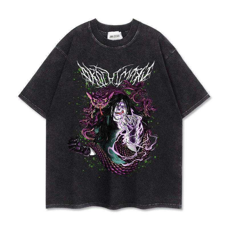 280g heavyweight short sleeved distressed vintage Naruto Pump Cover
