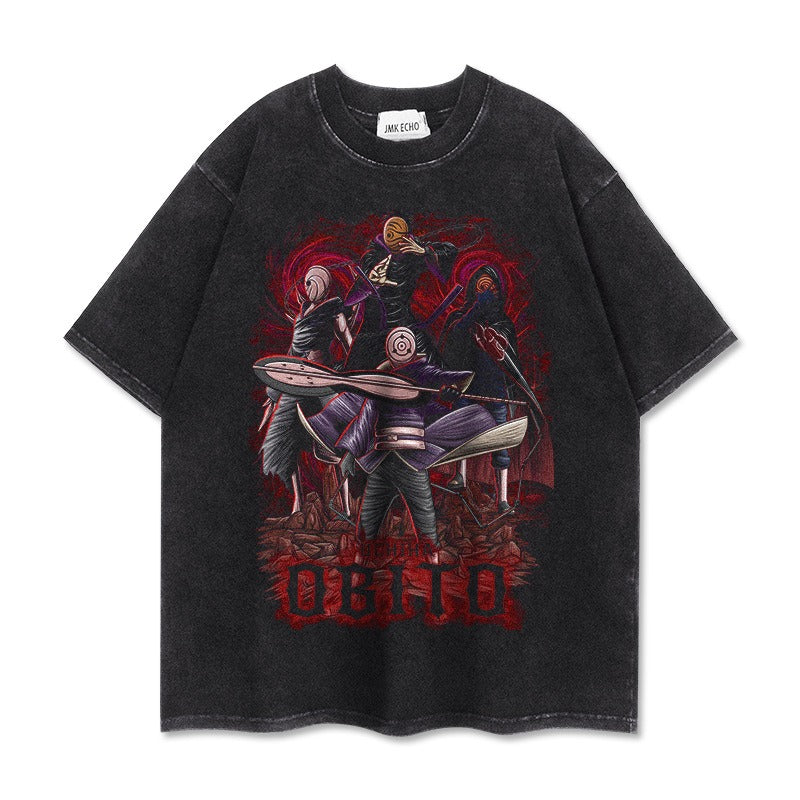 280g heavyweight short sleeved distressed vintage Naruto Pump Cover