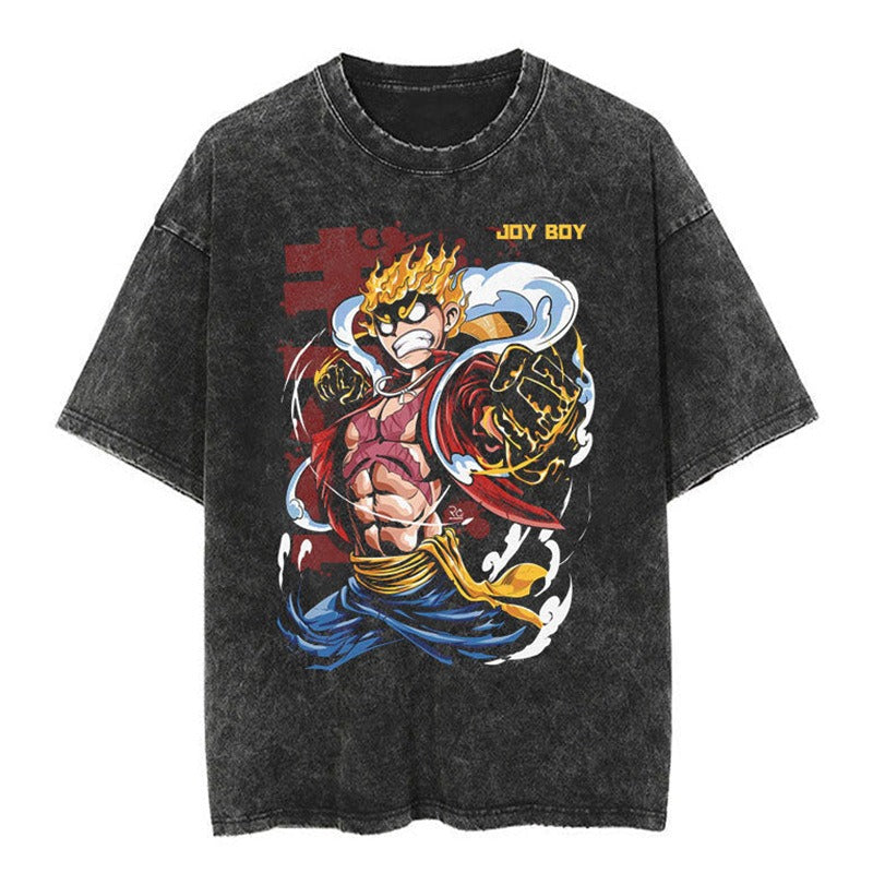 Pirate King Luffy Anime Oversize Vintage Washed Wax Dyed Pump Cover