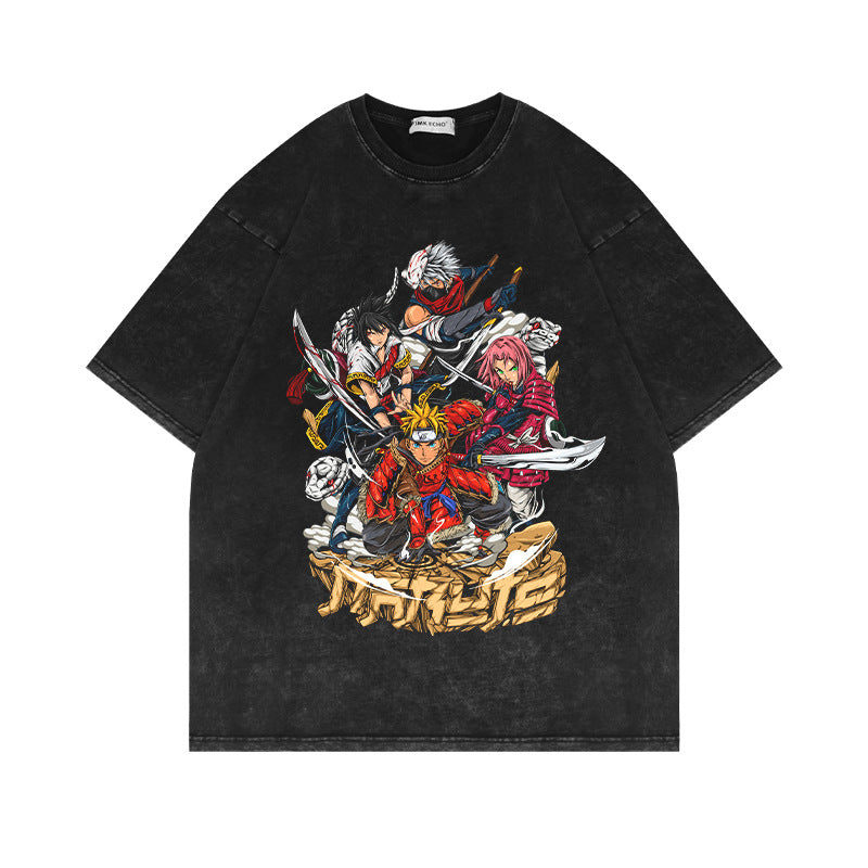 Heavyweight Washed Pump Cover T shirt Naruto Anime