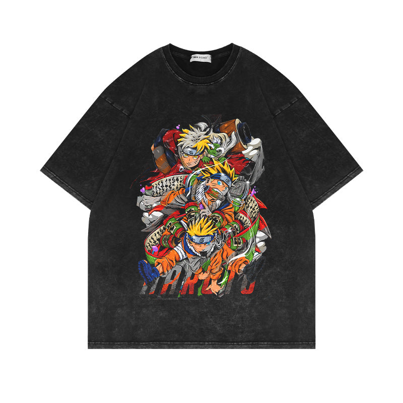 Heavyweight Washed Pump Cover T shirt Naruto Anime