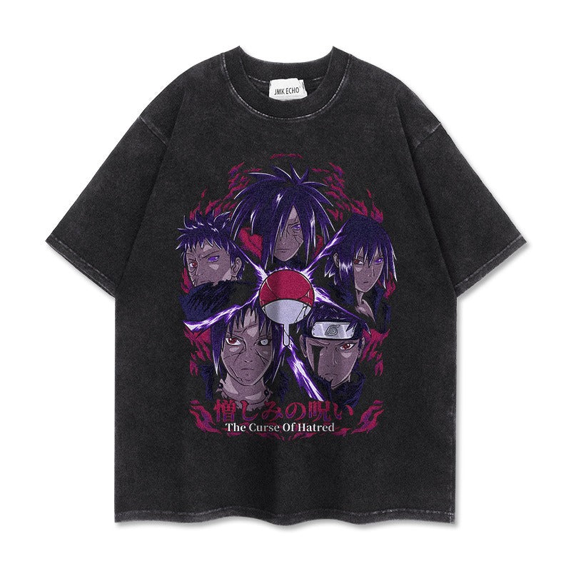 280g heavyweight short sleeved distressed vintage Naruto Pump Cover