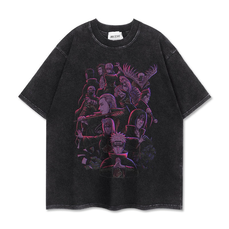 280g heavyweight short sleeved distressed vintage Naruto Pump Cover