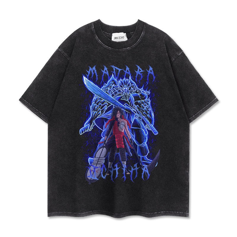 280g heavyweight short sleeved distressed vintage Naruto Pump Cover
