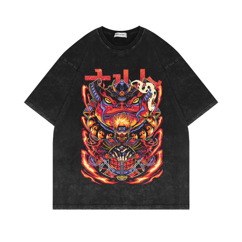 Heavyweight Washed Pump Cover T shirt Naruto Anime