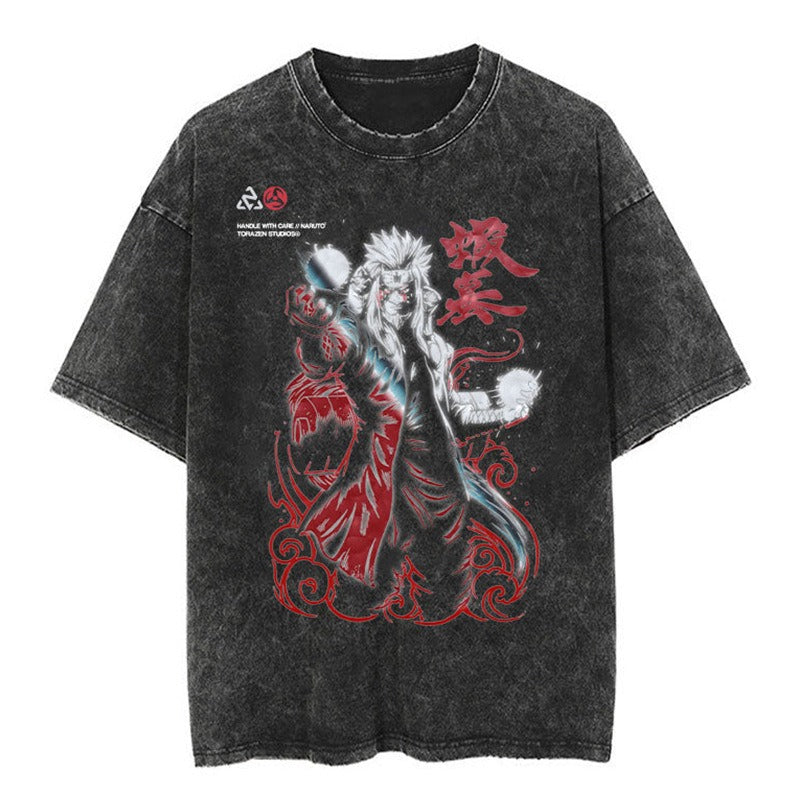 Washed Naruto Anime Short Sleeve Pump Cover