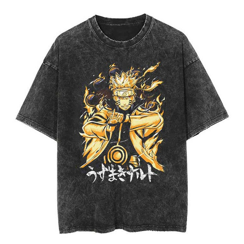 Washed Naruto Anime Short Sleeve Pump Cover