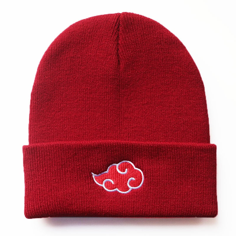 Akatsuki Red Cloud Embroidery Knitted Beanie